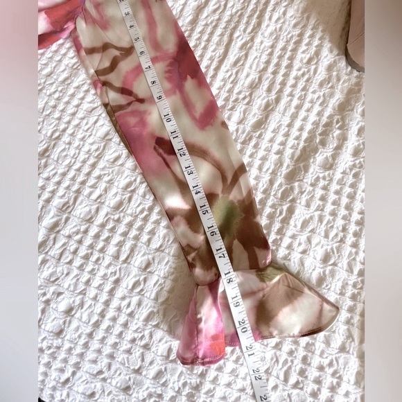 Elie Tahari Pink Floral Ruffle Tie Front Topper Blouse XS - Picture 10 of 12